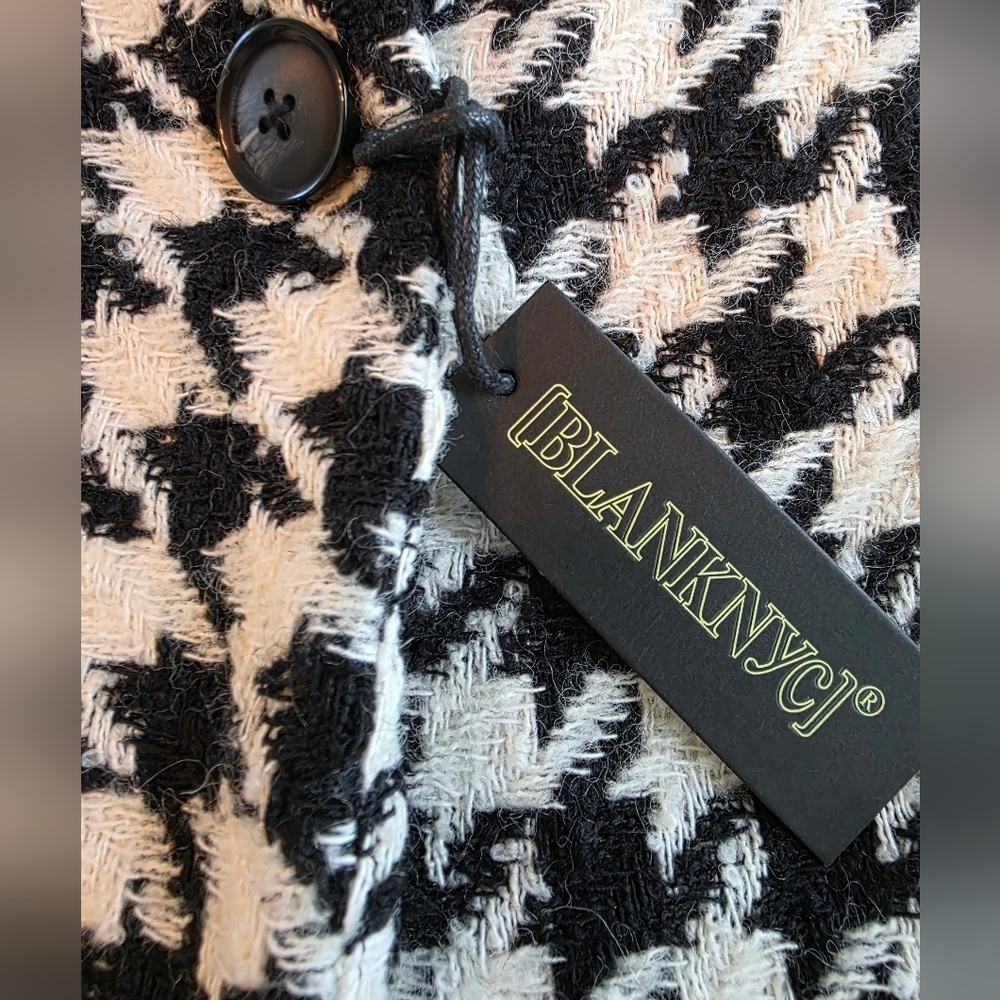 BLANKNYC Black White Houndstooth Wool Blend Coat Jaclet Size S- NEW - Picture 13 of 13